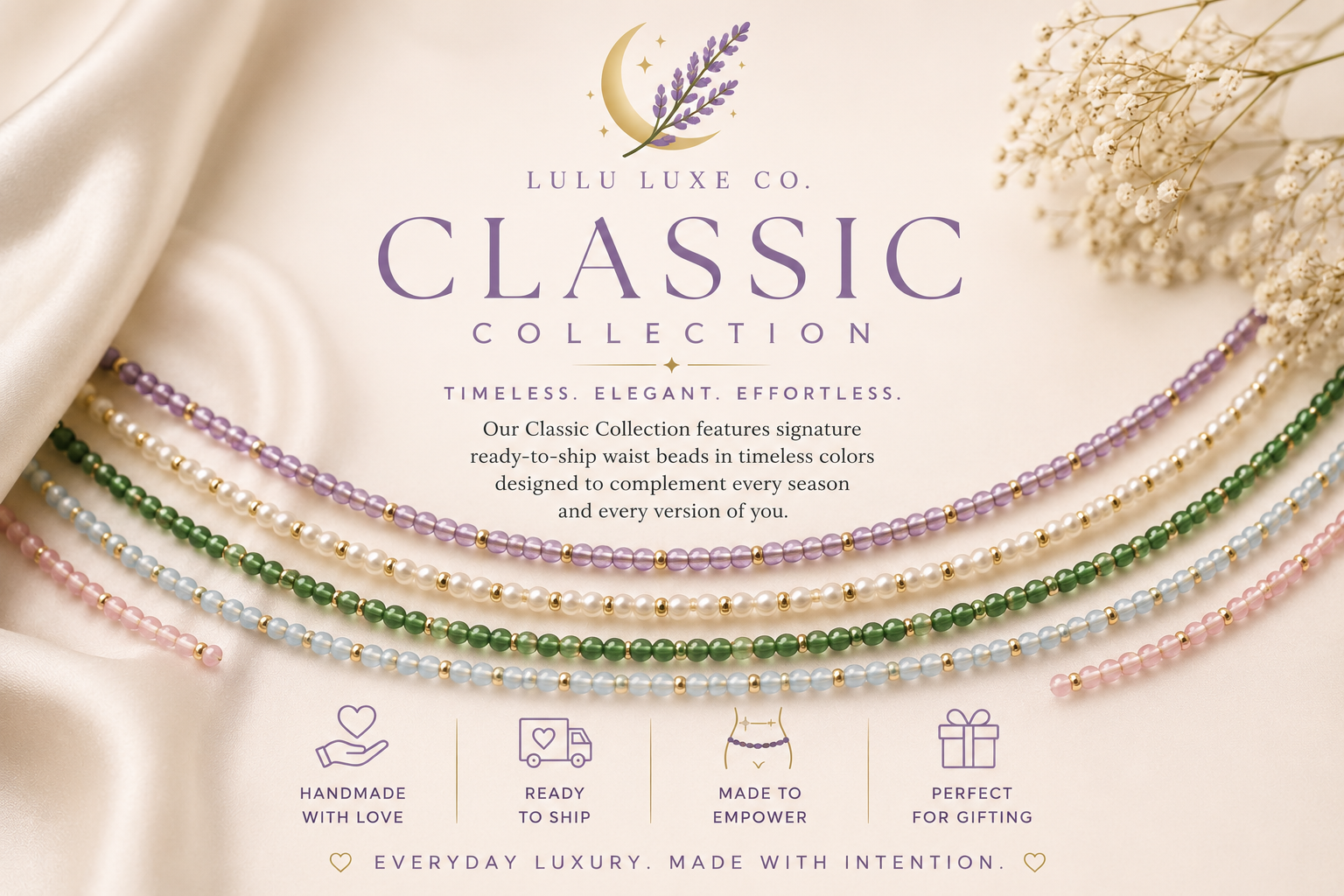 Blush Bloom Tie-On Waist Bead | Classic Collection