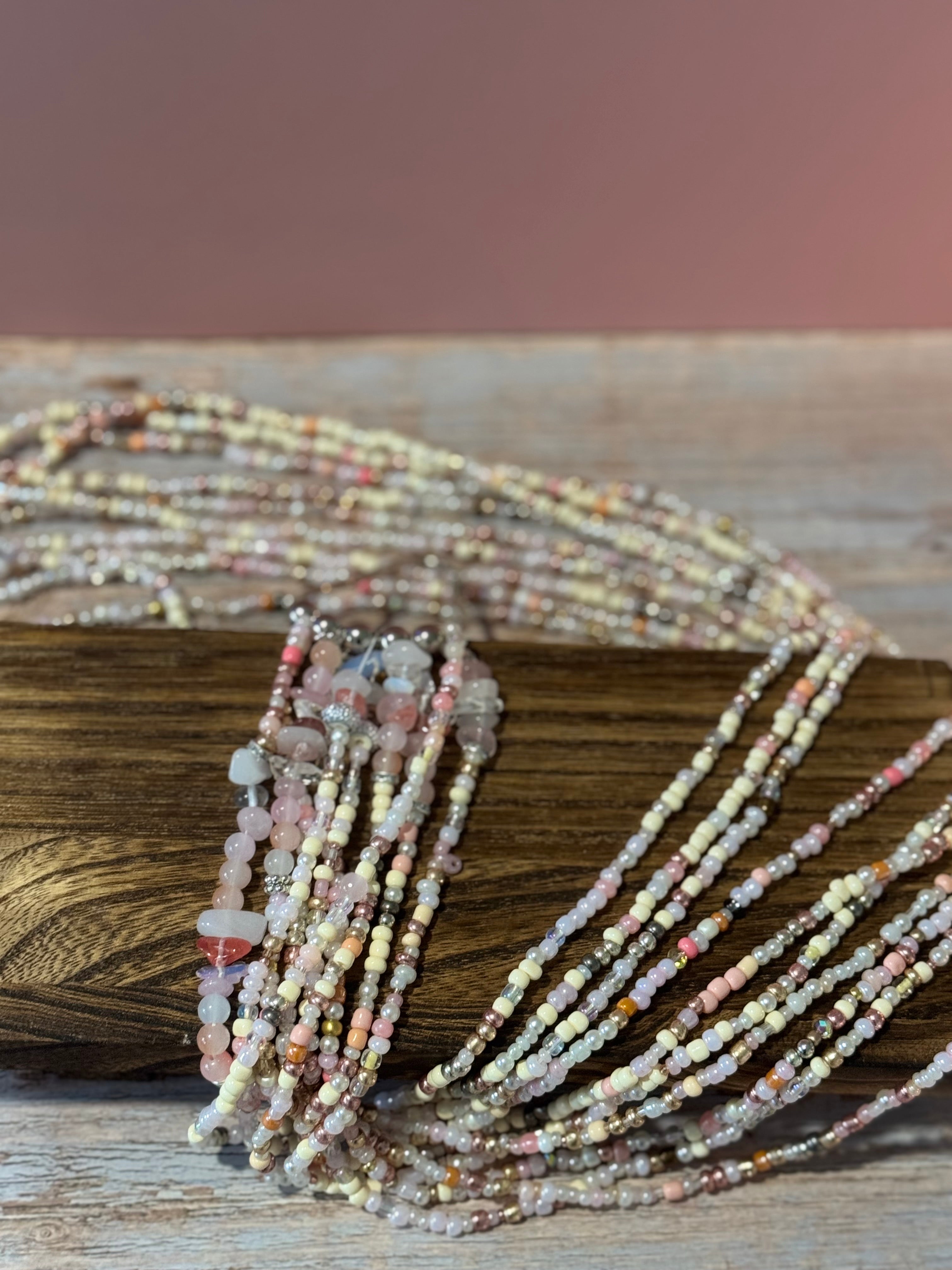 Rose Serenity Crystal Tie-On Waist Bead | Crystal Collection